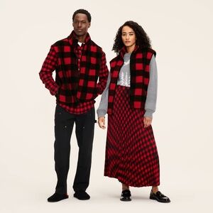 Woolrich‎ x Target Adult Unisex L Large Buffalo Check Fleece Vest Red/Black NWT!